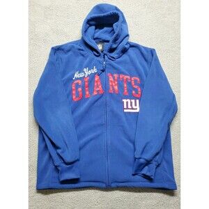 New York Giants Stitched Logo Hoodie Stadium Jacket Blue Men's Size XXL